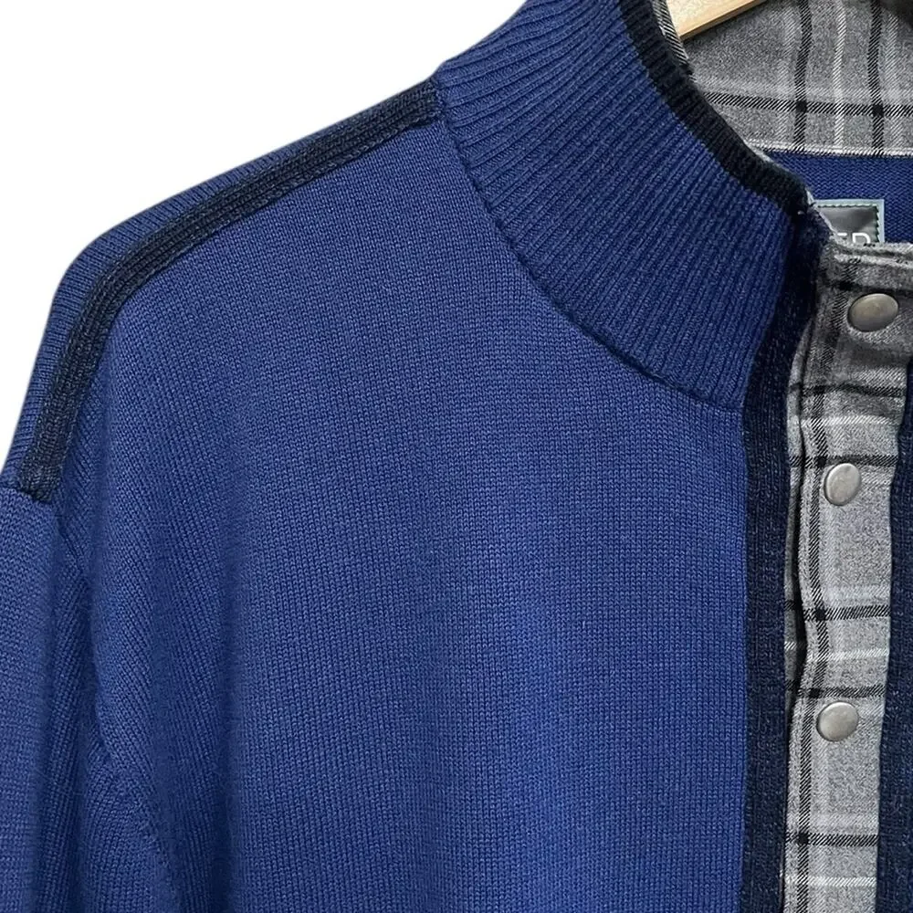 QED STYLE Brigham Golf Cashmere Blend Plaid Trim Pullover Sweater Men’s Size XXL